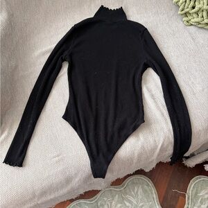 Free People Black Ribbed Bodysuit